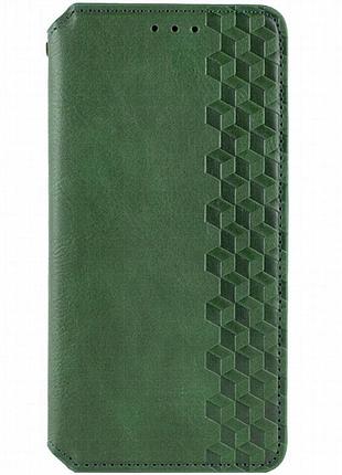 Кожаный чехол-книжка getman cubic (pu) для motorola moto g15 4g зеленый