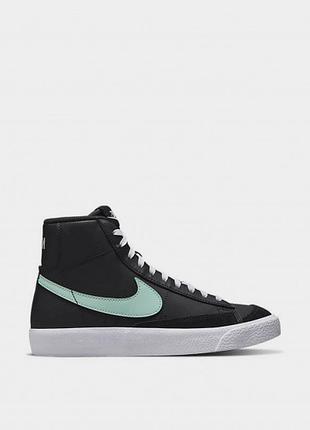 Кросівки nike blazer mid 77 vintage чорні з бірюзовими елементами