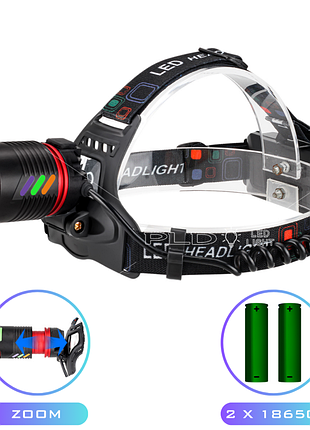 Ліхтар налобний night vision fluorescence,, зп type-c, zoom, box