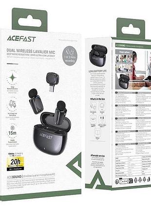 Бездротові петличні мікрофони acefast dual mic type-c, мікрофони, шумозаглушення, м, год