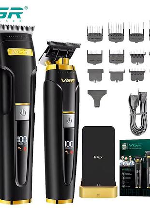 Комплект vgr в black аккумуляторная машинка для стрижки (clipper) и триммер