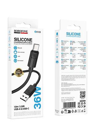 Кабель borofone leya silicone charging data cable type-c black ( ) 2
