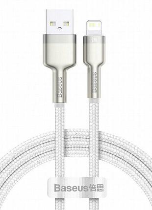 Дата кабель baseus cafule metal usb to lightning 2.4a (1m) (caljk-a0) white