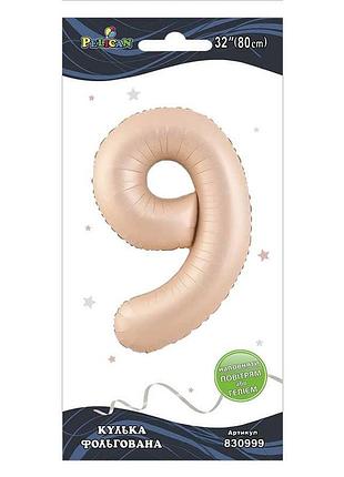 Фольгированный шарик pelican цифра « », см ( "), розовый blush, 1 шт
