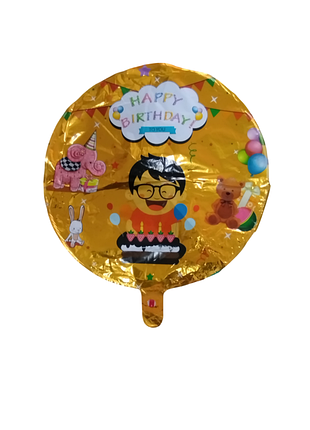 Жовта кругла фольгована куля happy birthday, см
