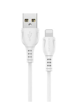Кабель borofone usb to ip.,, pvc, pvc connectors, white ( )