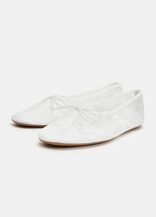 Балетки жіночі білі в сітку zara new