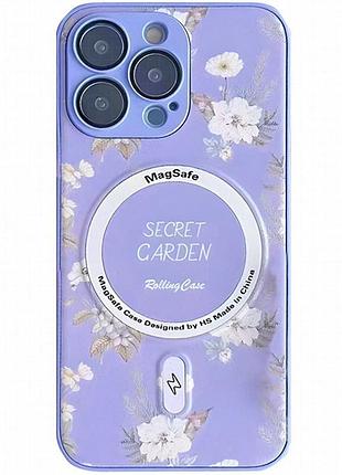 Tpu+pc чехол secret garden with magnetic fit для apple iphone 14 pro (6.1") lilac