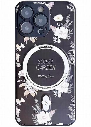 Tpu+pc чехол secret garden with magnetic fit для apple iphone 15 pro max (6.7") black