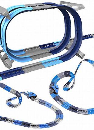 Интерактивный трек с инерционной машинкой sht 5510-9 deluxe edition shark trak (138pcs/1car) blue