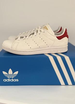 Кеди  adidas stan smith білі з червоним
