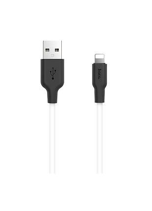 Кабель hoco usb to ip,, silicone, tpe connectors, black+white ( )