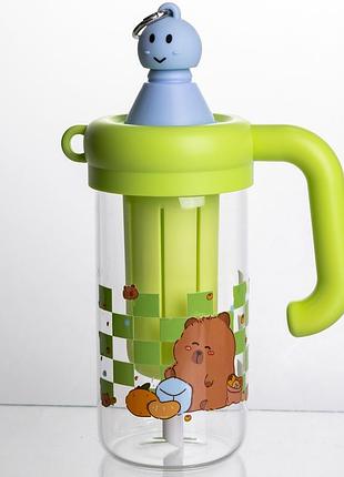 Бутылка для воды стеклянная capybara с ситечком 750 мл, лаймовый yiwu hp-gm-25