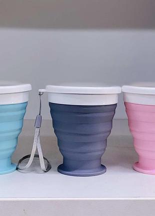 Стакан складной силиконовый с крышкой silicon magic cup (100 шт/ясть)