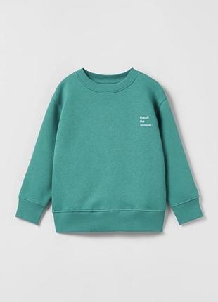 Світшот для хлопчика zara бірюзовий на флісі 164 см