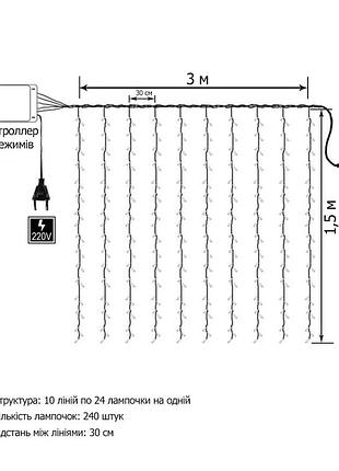 Водоспад led 3м,5м ( режимів+ статичн), мульті 3