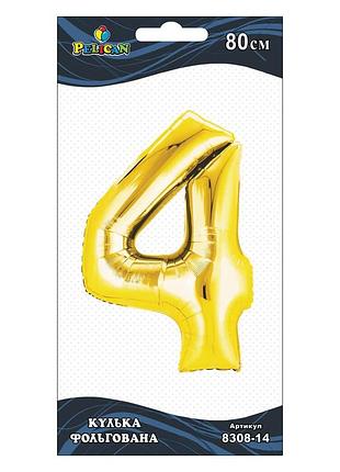 Фольгированная шарик цифра " золото "( ) pelican 1шт.