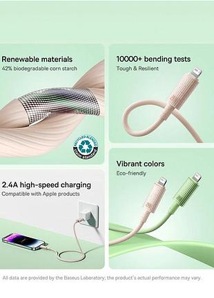 Кабель baseus habitat series fast charging cable type-c to ip wheat pink (p ) 7