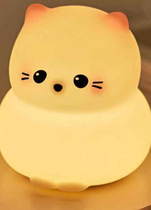 Силіконовий акумуляторний нічник кошеня з usb