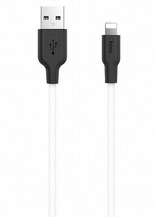 Дата кабель hoco x21 plus silicone lightning cable (1m) black_white 2