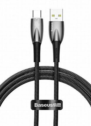 Дата кабель baseus glimmer series fast charging data cable usb to type-c 100w 1m (cadh00040) black