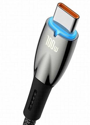 Дата кабель baseus glimmer series fast charging data cable usb to type-c 100w 1m (cadh00040) black 2