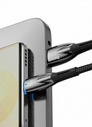 Дата кабель baseus glimmer series fast charging data cable usb to type-c 100w 1m (cadh00040) black 3