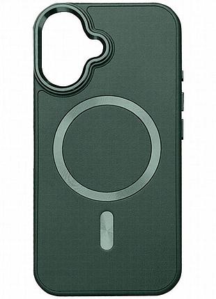 Кожаный чехол snapcase with magnetic fit для apple iphone 16 (6.1") green