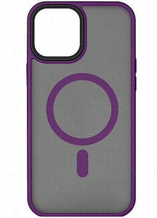 Tpu+pc чехол metal buttons with magnetic fit для apple iphone 15 (6.1") темно-фиолетовый / dark purple
