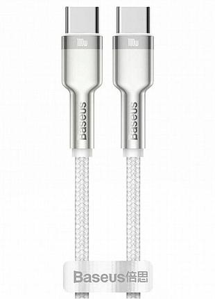 Дата кабель baseus cafule metal type-c to type-c 100w (2m) (catjk-d) белый