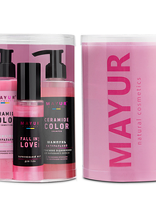 Подарунковий набір mayur colour ceramide для тіла та фарбованого волосся шампунь 200 мл кондиціонер 200 мл міст 100 мл