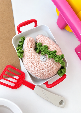 Іграшка для дитячої кухні рибка в'язана рожева