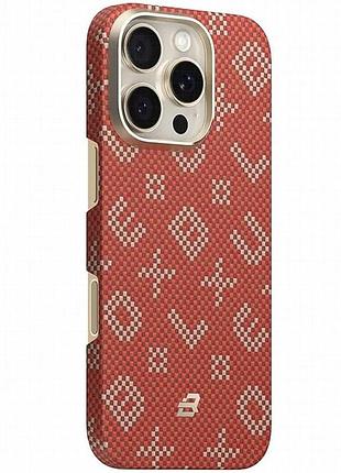 Tpu+pc чехол blueo gilded tactile woven with magnetic fit для apple iphone 16 pro max (6.9") red
