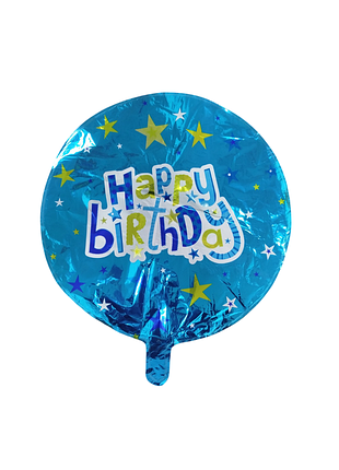 Кругла фольгована куля happy birthday блакитного кольору, см (50 шт.)