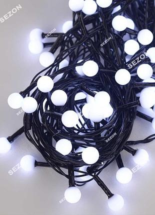 Кульки 10мм led 10м чорний провід, білий