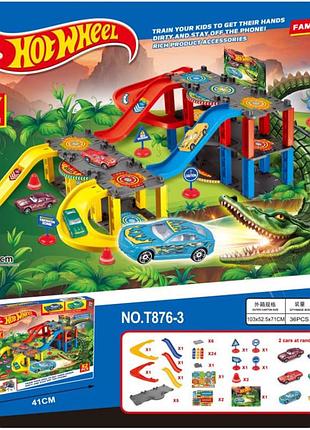 Траса з гірками та паркінгом hot wheels деталей (36 шт)