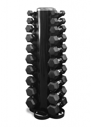 Гантелі шестигранні зі стійкою ряд кг rubber hexagon dumbbell