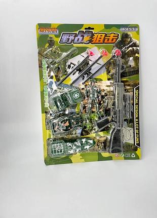 Великий ігровий набір army set: літак, танк, джип, фігурка солдата та зброя
