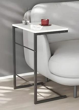 Столик приставний террі ferrum-decor чорний метал дсп біле мм ( )