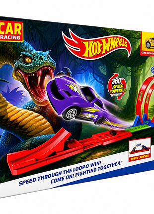 Траса hot wheels – looping track із трьома кільцями та стартом (36 шт)