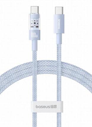 Дата кабель baseus gem fast charging type-c to type-c 100w (2m) (p10373000111-01) blue