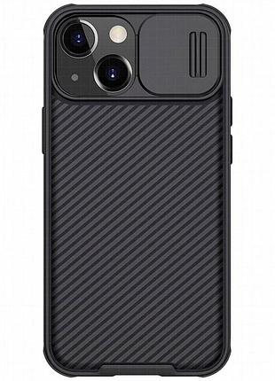 Карбоновая накладка nillkin camshield pro для apple iphone 13 / 14 (6.1") black