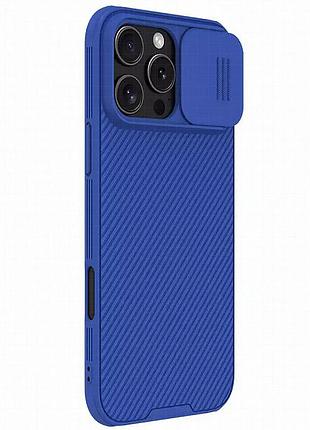 Карбоновая накладка nillkin camshield pro magnetic для apple iphone 16 pro max (6.9") blue
