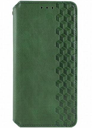 Кожаный чехол-книжка getman cubic (pu) для xiaomi redmi note 14 pro 4g зеленый