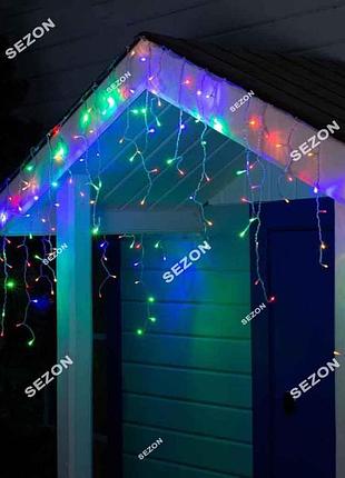 Бахрома led 3м.5м прозрачный провод, мульти
