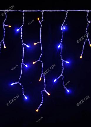 Бахрома led 3м.5м прозрачный провод, желто-синий