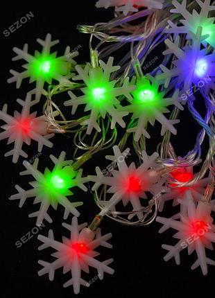 Фигурки led, "снежинка больша", 5м+ переходник, мульти