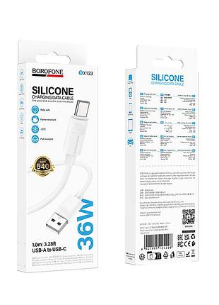 Кабель borofone leya silicone charging data cable type-c white ( ) 2