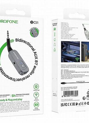 Bluetooth аудио ресивер/трансмиттер borofone bc51 clear way (aux 3.5mm) metal gray 6