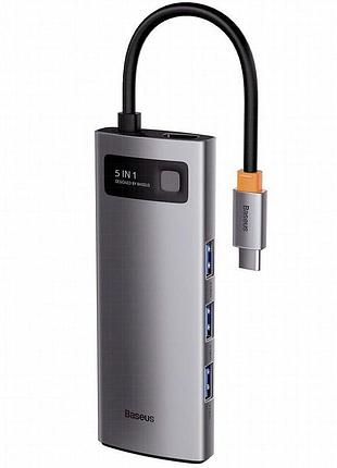 Переходник hub baseus metal gleam series 5-in-1 type-c (cahub-cx) gray